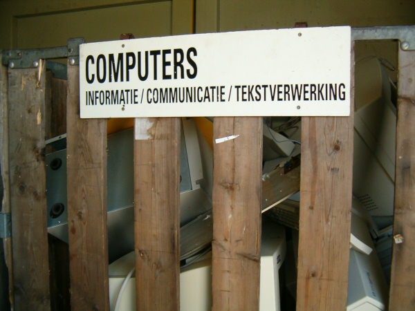 The computers in the garbage station.