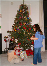 Ilana and Roman under the Christmas tree.