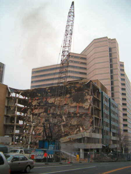 Destroying an old office building.