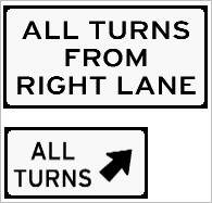 All turns sign.