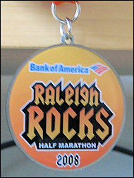 Raleigh Rocks Half Marathon 2008 medal.