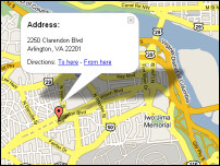 Google Maps - 2250 Clarendon Boulevard, Arlington VA, USA.