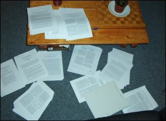 Papers on the floor.