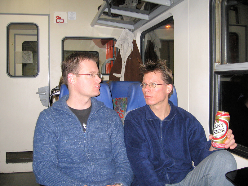 In the train.