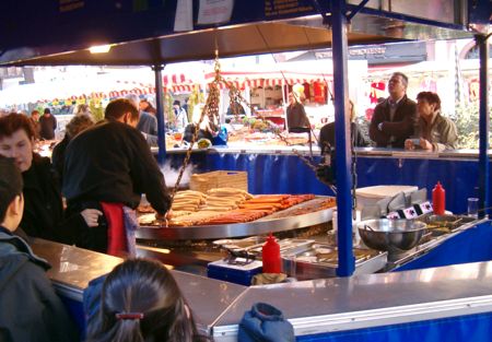 Making 'bratwurst'.