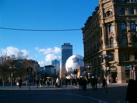 Square 'Alter Oper', with a big soccer ball.