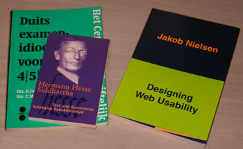 Books: Duits examenidioom, Siddhartha and Designing Web Usability.