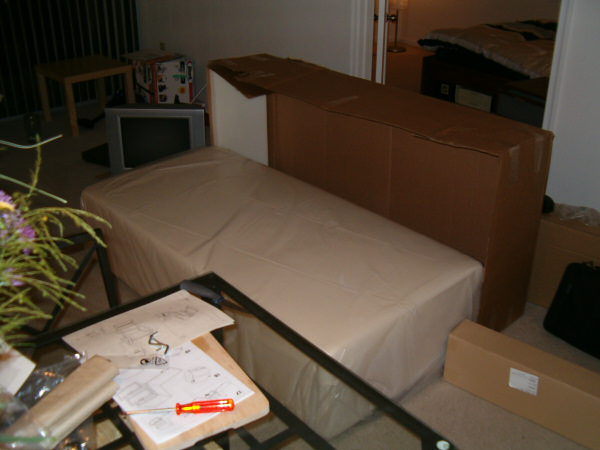 Assembling new furniture.