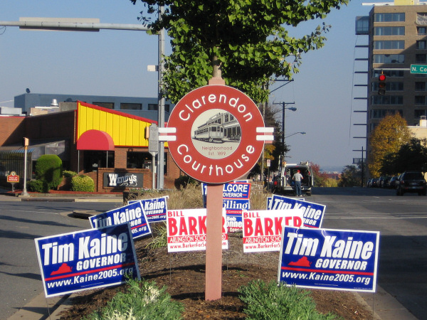 Campaign signs for the Gubernatorial elections, Virginia 2005.