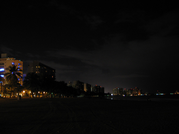 The beach in Puerto Rico at night.