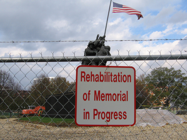 The Iwo Jima Memorial is being renovated.