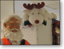 Santa Claus at the airport.