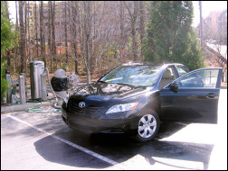 Washing the car.