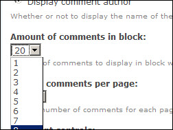 Configuration option for the Recent Comments block in Drupal.