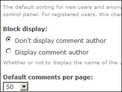 Configuration option for the Recent Comments block in Drupal.