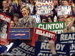 Hillary Clinton yesterday night. (c) AP Photo.