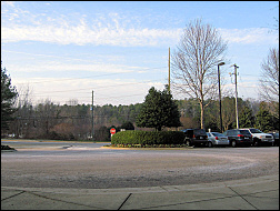 Road salt to prevent icing in front of our office.