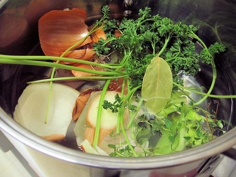 Vegetables, ready to be boiled.