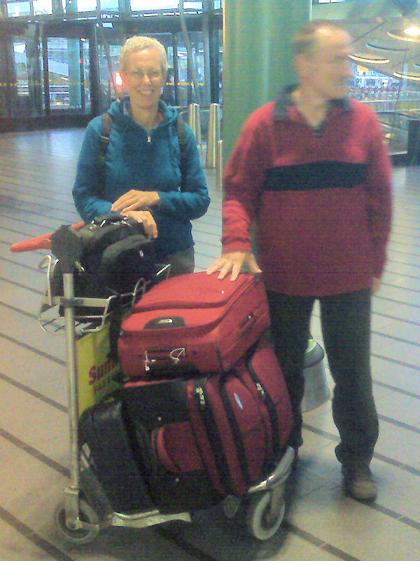 Jaap and Mieke and a lot of luggage.
