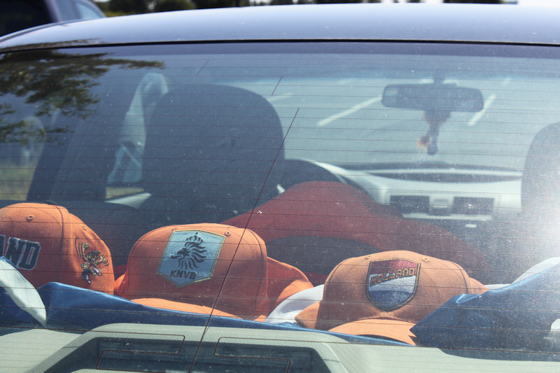 On the road.