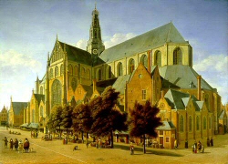 Painting: Exterior of the Church of Saint Bavo in Haarlem, Gerrit Berckheyde, 1666.