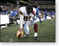 Santa Moss, the Redskin's wide receiver, after today's game.